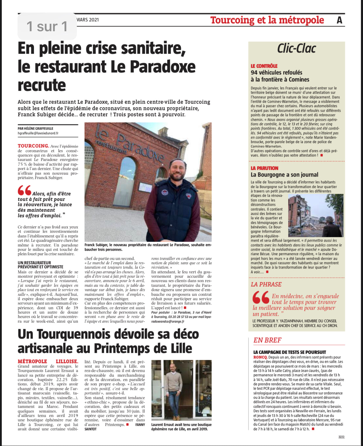 LA VOIX DU NORD  MARS 21